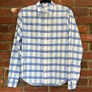Frank & Eileen Blue Checkered Men's Shirt‎ size small -FLAWED noted in listing